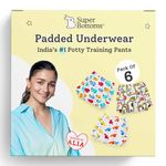 superbottoms Padded Underwear™ | for Potty Training & Mess-Free Diaper-Free time | Prevents Pee Puddles | 3 Layers of Premium Cotton Padding (No Sponge) | (Striking Whites, Size: 3, Pack of 6)