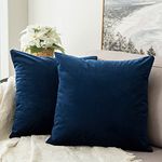 MIULEE Decorative Velvet Cushion Covers 55 x 55cm Square Throw Pillow Covers Pillowcases for Sofa Bedroom with Invisible Zipper 22x22 Inches Sets of 2 Navy Blue