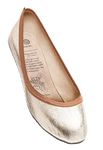 Rollasole Ballet Pumps – Rosie Gold - Folding Flat Shoes for Women – Stylish Foldable Slip on Ballet Flats (UK Footwear Size System, Adult, Women, Numeric Range, Medium, 7, 8)