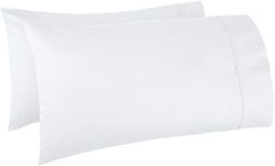 Amazon Basics 400 Thread Count Cotton Pillow Cases, King, Set of 2, White, Pillows Not Included