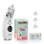 Bubsie NoseBliss Baby Nose Cleaner Rechargeable IPX6 Waterproof Electric Nasal Aspirator with 5 Suction Levels | 3 Food Grade Soft Silicon Nozzles | Self Cleaning, Music & Light | 1 Year Warranty