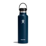 HYDRO FLASK - Water Bottle 621 ml (21 oz) - Vacuum Insulated Stainless Steel Water Bottle with Leak Proof Flex Cap and Powder Coat - BPA-Free - Standard Mouth - Indigo