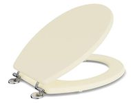 Adshank Toilet Seat Cover with Non Soft Close Hinges | Off-White Effect Shade/Color | Suitable for Regular 16½ “ EWC Commode Toilet | Model : AI 2016E 02 PBn | with Complete Factory Fitted Hinges.