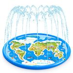 GOAITOU Splash Pad Sprinkler for Kids, 68 inches Splash Play Mat, Wading Swimming Pool Mat for Toddlers, Outdoor Games Water Toys Backyard Fountain Play Mat for Girls Boys or Pet Dog (02) (Blue)