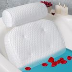 Bath Pillow for Tub,Bathtub Pillow,Bath Pillows for tub Neck and Back Support,Strong Suction Waterproof Headrest, Cushion Rest for Curved or Straight Tubs, Spa Accessories