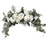 SZSYLM Wedding Arch Flowers, Rose Decorative Floral Swag for Lintel, 30Inch Artificial Greenery Eucalyptus Leaves Flower for Door Window Home Decoration