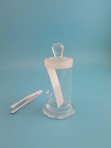 AAdvance Instruments TLC Developing Glass Jar Bottle for TLC Strips (w/Sample Strips & Forceps incl.) Small Cylindrical Tank Chamber 4.5cm I.D (7.5 cm x 4.5 cm)
