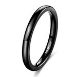 TIGRADE 2mm 4mm 6mm Black Titanium Ring Dome High Polished Wedding Band Ring Comfort Fit Size 4-12, Size 9.5