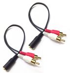 CERRXIAN 0.2m Gold 3.5mm Female Stereo Jack to 2 RCA Plug AUX Auxiliary Headphone Adapter Audio Y Cable(Black)(2-Pack)