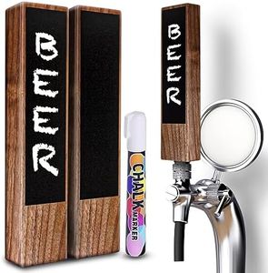 Chalkboard Beer Tap Handles - 2-Pack Wooden Walnut Beer Tap Handles With Chalkboard And Pen - Best For Homebrew, Kegerators And Bars - Makes A Great Gift For Beer Lovers And Homebrewers