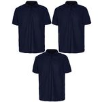 Nicky Adams Premium Polo Shirt - Mens Short Sleeve Pique Polycotton Work T-Shirt - Lightweight & Breathable Golf Tee - Casual Sports Top, Plain Design in Many Colours & Sizes (3 x Navy, X-Large)