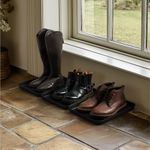 Navaris Set of 3 Shoe Drip Trays - Multi-Purpose Boot Tray for Rain, Winter Boots, Wellies - For Indoor and Outdoor Use in All Seasons - Black, Small
