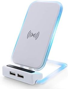 Xtreme Rotating 5W QI Wireless Charger w/ 2 USB Ports iOS & Android Compatible (White)