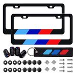 omlkibo Tri-Color 3 Color Aluminum License Plate Frame Cover Holder Compatible with BMW Vehicle Truck Trailer SUV. (White Red-01)