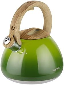 MARSKITOP Stovetop Tea Kettle Teapot, 2.6 Quart Food Grade Stainless Steel Tea pot for Stove, Whistling Tea Kettle for Stove Top with Anti-Hot Handle, Suitable for All Heat Sources, Lime Green