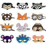 12pc Forest-Friends Animals Felt Face Costume Woodland Creatures Animal Cosplay Camp Themed Party Favors Supplies for Kids