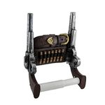 Rustic Double Six Shooter Cowboy Toilet Paper Roll Holder - Western Bathroom Decor - Durable Resin Material - 9.5 Inches High - Embrace The Wild West Spirit