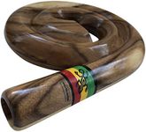 World Percussion USA Hardwood Spiral Didgeridoo Instrument - Compact Travel Didgeridoo Musical Instrument, Natural Wood Grain Finish, Rasta Gecko Stripe, Circular Breathing, Lightweight & Portable