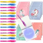 BONNYCO Invisible Ink Pen and Notebook, Pack 16 Unicorns Party Bags Filler & Pinata Toys | Unicorn Birthday Decorations | Stocking Fillers for Kids Birthday | School Prizes & Gifts for Children