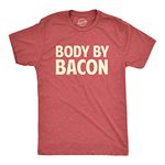 Mens Body by Bacon T Shirt Funny Bacon Eating Shirt Lover Gift for Dad Grilling Mens Funny T Shirts Food T Shirt for Men Funny Fitness T Shirt Novelty Tees Red L