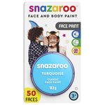 Snazaroo Classic Face and Body Paint for Kids and Adults, Blister Turquoise Colour, Water Based, Easily Washable, Non-Toxic, Makeup, Body Painting for Parties, for Ages 3+