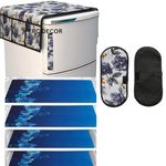 STOREUP Double Door or Single Door Fridge Cover | Fridge Combo Set of 1 Fridge Top Cover, 2 Handle Covers and 4 Fridge Mats | Refrigerator Cover | Multi Colour (Blue)