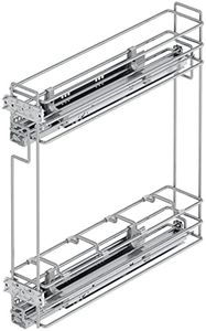 Emuca - Pull-Out Bottle Rack, Sliding Bottle Rack for Kitchen Cabinet, Soft Close, 200, Chrome Plated, Steel