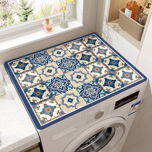 Nouiroy Flowers Washer Dryer Dust Cover Mat For Top Creative Washing Machine Dust Cover Pad Fast Drying Absorbent Mat Top Protector Mat for Kitchen Laundry Room (China, 23.6 * 19.7'')