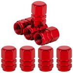 Dacitiery 8 PCS Tyre Valve Dust Caps Aluminum Alloy Dust Caps Car Metal Car Dust Caps Universal Tyre Valve Caps Car Caps for Car Tyres for Bike Motorcycle Cars Red