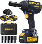 Cordless Impact Wrench, 1106ft-lbs(1500N.m) 1/2" Brushless Impact Gun, 2×4.0Ah Batteries, 4 Impact Modes, 5 Sockets, 21V High Torque Electric Impact Driver for Truck RV Car Heavy Construction