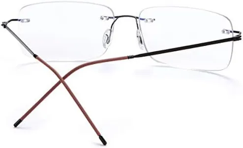 Rimless Progressive Multifocus Reading Glasses Blue Light Blocking No Line Multifocal Computer Readers for Women Men Rectangular Eyewear Titanium Lightweight Magnification Presbyopia Eyeglasses