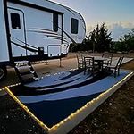 Stylish Camping L158181WL 8-feet by 18-feet LED Illuminated Patio Mat - Outdoor Patio Black/White RV Camping Mat