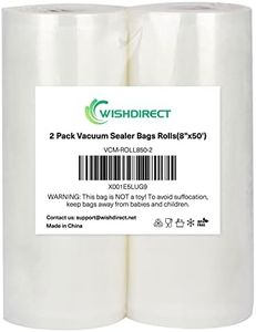 WishDirect Vacuum Sealer Bags Rolls (2-Pack), 8” X 50’ Heavy Duty Commercial Grade Embossed Bags for Food Preservation Freezer Sous Vide Cooking(100 Feet Total)