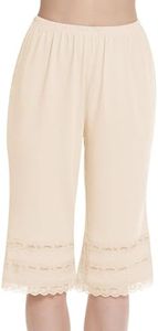 MANCYFIT Pettipant Half Slip for Women Bloomers 12-18" Inseam Wide Leg Lace Pajama Pants Nude X-Large
