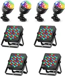 EYTSE 36 LED Stage Par Lights 7 Modes RGB DJ Lights with Sound Activated Remote DMX Control and Mini Disco Ball Party Light, Night Light, Rechargeable Sound Activated DJ Lighting Bundle