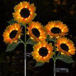 Homehop Solar Light Outdoor Garden Waterproof 30 Led 3 Sunflowers in One Plant Decoration Lamp for Outdoor, Landscape, Pathway, Balcony & Home Decor Automatic On/Off, (ABS, Pack of 1)