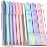 Four Candies Mechanical Pencils 0.5, with HB & 2B Lead Refills 0.5mm, Pastel Eraser Set & Eraser Refills, 16-Count Pack with Case, Cute Aesthetic School Supplies for Writing, Drawing and Drafting