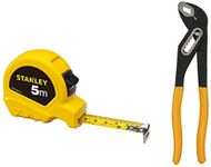 STANLEY 71-669 10'' Water Pump Plier Box Joint,Curve Steel+STANLEY STHT36127-812 5 Meter Plastic Short Measuring Tape (Yellow)