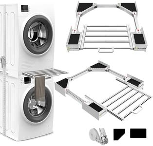 HHXRISE Washer Dryer Stacking Kit, Universal Stacking Kit for Washer and Dryer with Pull-Out Sliding Shelf, Adjustable Stackable Kit for 29"/28"/27"/26"/25"/24" Front Load Laundry with Ratchet Strap