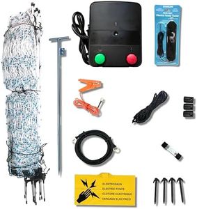 Starkline Electric Poultry Netting Kit - AC Energizer (48" x164' White/Blue Poultry Netting) (12/48/3) All-in-One Electric Fence Kit for Backyards, Homesteads, Ranches or Farms