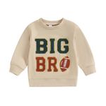 Toddler Girls Big Sister Sweatshirt Little Sis Matching Outfit Baby Boy Brother Long Sleeve T Shirts Tops Lil BRO Tees Clothes (Big BRO-Apricot, 2-3 Years)