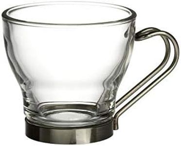 Bormioli Rocco Oslo Espresso Cup with Stainless Steel Handle, 3.5 Ounce, Set of 4, Gift Boxed