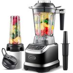 AMZCHEF Smoothie Blender for 2 Blend Way, 1800W High Speed Blenders for Smoothies with 3 Speed Control and 4 Preset Program, 1.85L Mixer Grinder and 600ml Travel Bottle for Shakes, Ice Crushing, Black