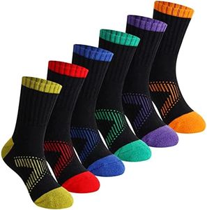 SeeyAN Kids Socks Boys Crew Athletic Half Cushioned Cotton Sport Running Arch Support Breathable Socks 6 Pairs (6 Pairs Black, 9-12 Years)