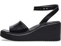 Crocs Women's Brooklyn Ankle Strap Wedges, Platform Sandals, Black/Black, 8 Women