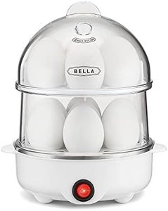 BELLA Rapid Electric Egg Cooker and Poacher with Auto Shut Off for Omelet, Soft, Medium and Hard Boiled Eggs - 14 Egg Capacity Tray, Double Stack, White