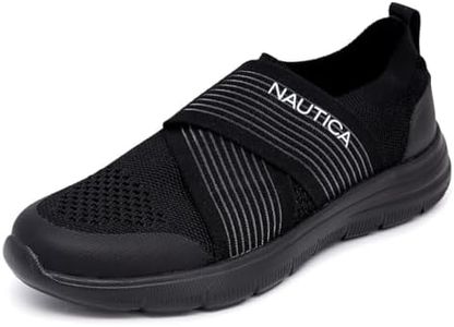 Nautica Women's Fashion Sneaker Slip-On Running Shoe Casual Walking Tennis Trainers Allyanna-Black Mono-7