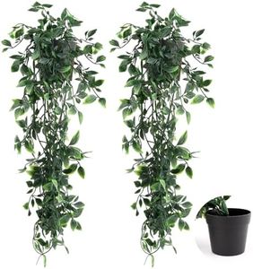 VFANDV Plantas Artificiales Colgantes 3 Piezas, Plantas Colgantes Hiedra Verde Artificial con Macetas Interior Plantas Artificiales Decorativas para Sala de Estar Balcón Jardín (Verde-2pcs)