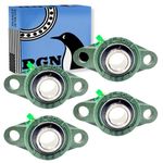 PGN UCFL205-16 Pillow Block Bearing - Pack of 4 Flange Mounted Pillow Block Bearings - Chrome Steel Bearings with 1" Bore - Self Alignment