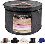 VanlonPro Large Hat Storage Box for Women & Men, 16" D x 10" H Hat Box Organizer，Foldable Round Travel Hat Boxes with Dustproof Lid, Stuffed Toy Storage Bin Bag (Dark Gray)